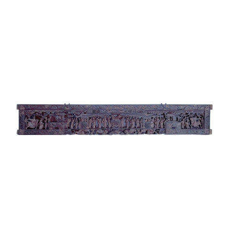 chinese carving wall panle - asian long horizontal opera carving wall art - ancient chinese wall panel art