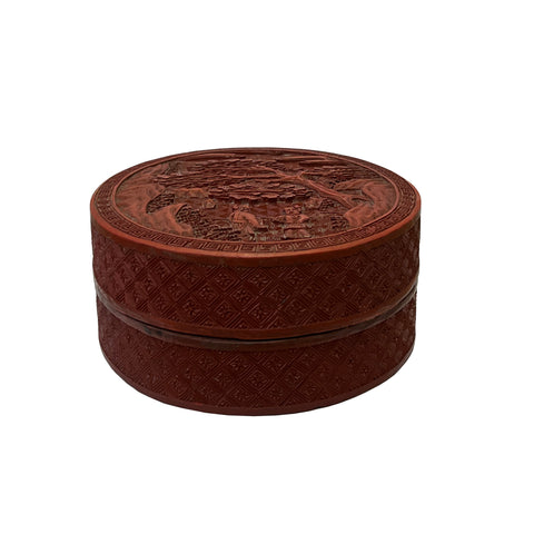 round brickred lacquer resin round box