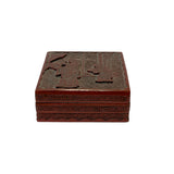 lacquer wood box - vintage oriental square small box