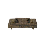 Chinese Metal Rectangular Beads Dimensional Motif Incense Burner Container cs3064S