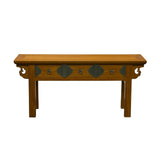 Oriental Copper Brown Ru Yi Apron 3 Drawers Low Bench Table ws5068S
