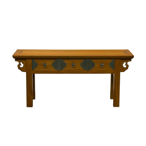 Oriental Copper Brown Ru Yi Apron 3 Drawers Low Bench Table ws5068S