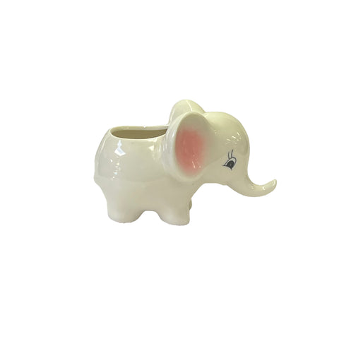 ceramic white elephant shape small planter