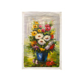 Impasto-Oil-Paint-Canvas-Art-Blossom-Flowers-Vase-Scroll-Painting