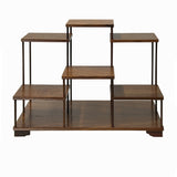 Brown Wood Step Shape Table Top Curio Display Easel Stand ws3498S