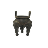 Rustic Iron Mixed Metal Elephant Head Trunk Tri-Legs Ding Display Figure ws3539S