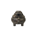 Rustic Iron Mixed Metal Lion Head Lid Ding Incense Holder Display Figure ws3540S