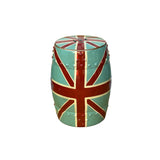 Turquoise Base Red Cross Line Pattern Round Porcelain Stool Table ws3560S