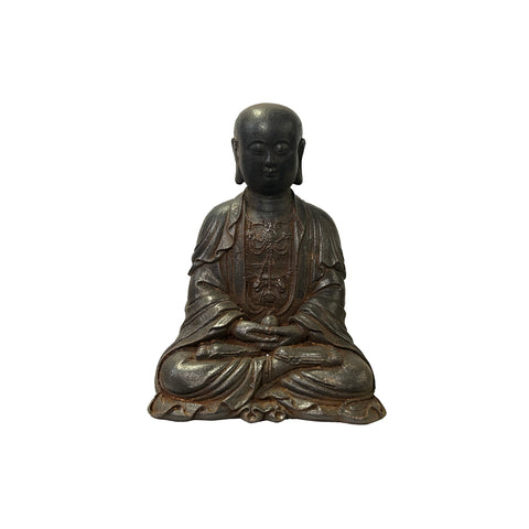 Iron Rustic Sitting Buddha Gautama Amitabha Shakyamuni Monk Statue ws3573S