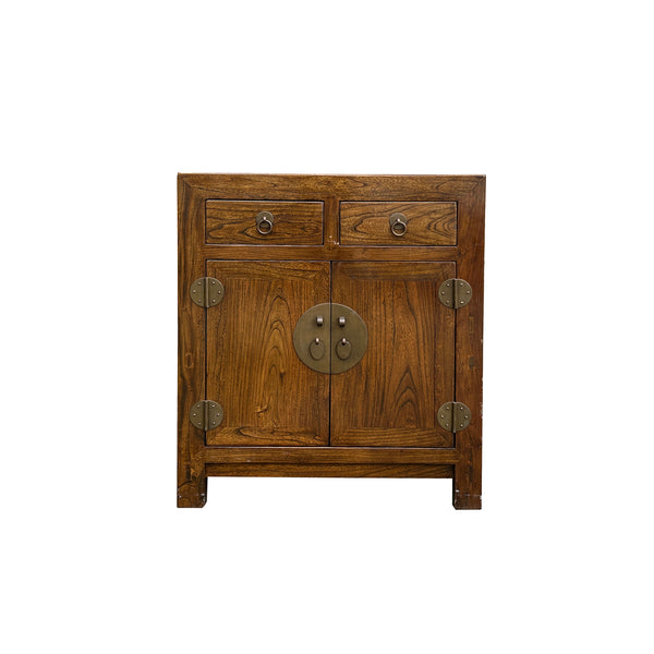 Vintage Chinese 2 Drawers Wood Pattern Brown Credenza Console Cabinet ...