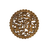 Small Round Wave Edge 5 Blessing Fok Bats Motif Wood Wall Panel Plaque ws3610S