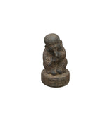 Oriental Gray Stone Little Lohon Monk Covering Mouth Statue ws3633S