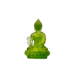 5" Green Crystal Glass Cross Leg Medicine Amitabha Shakyamuni Buddha ws3668S