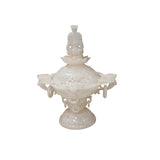 Chinese White Stone Carved Oriental Dragon Incense Burner Holder Display ws3757S