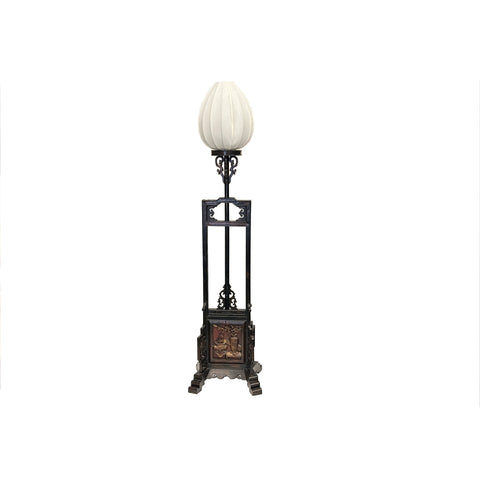 Vintage Chinese Brown Wood Floor Lamp Flower Vase Carving Base ws3765S