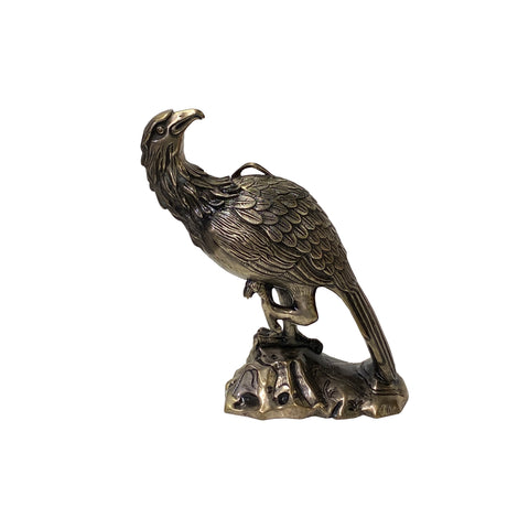 Handmade Detail Chinese Silver Coating Metal Eagle On Rock Figure ws3768S