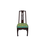 Chinese Brown Wood Ancient Dragon Motif Back Panel Dining Side Chair ws3776S