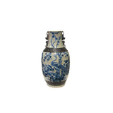 Vintage Chinese Crackle Ceramic Blue White Flower Birds Vase ws3779S