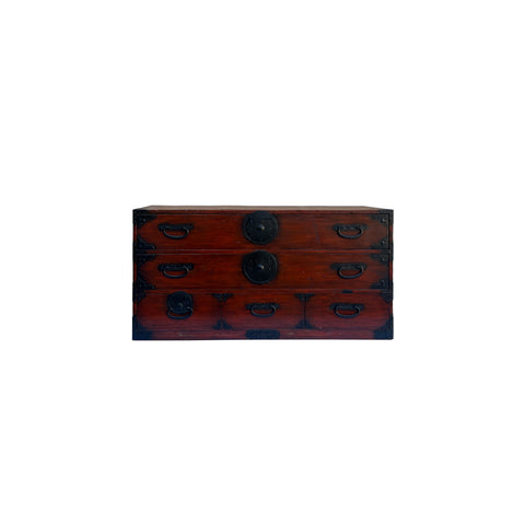 Vintage Japanese Style Yonezawa ishô’dansu Black Hardware 5 Drawers Cabinet ws3792S