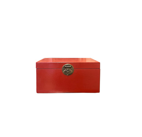 Oriental Round Hardware Brick Red Rectangular Container Box Large ws3837S