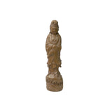 Chinese Brown Guan Yin Tara Bodhisattva Avalokitesvara Wood Statue ws3858S