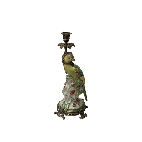 Vintage Handmade Ceramic Parrot Figure Candelabras Candle Holder ws3885S