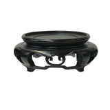 5" Chinese Black Wood Round Legs Table Top Stand Display Easel Riser ws3983S