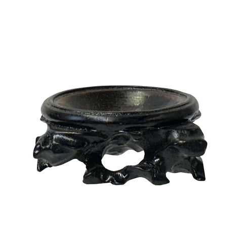 2.25" Dark Brown Wood Carving Hollow Circular Table Top Stand Riser ws3994S