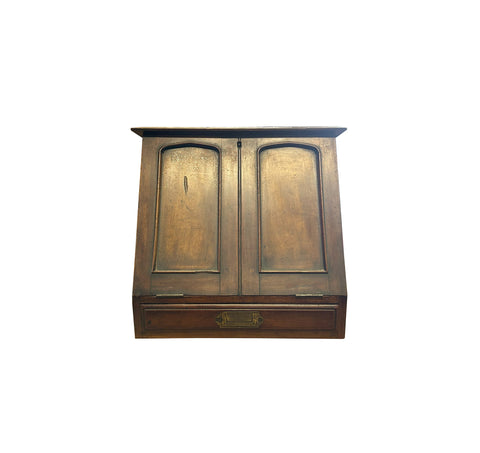 Vintage Distressed Brown Wood Stationary Sloping Door Box Chest ws4071S