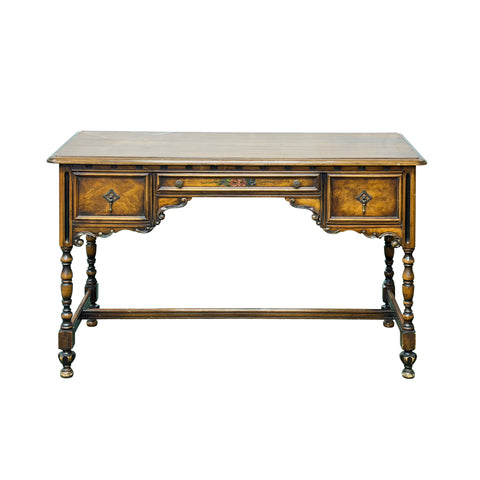 Vintage Western Revival Drawers Turned Decorative Legs Desk ws4082S