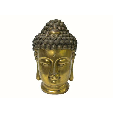 Vintage Chinese Golden Copper Color Metal Buddha Head Figure ws4313S