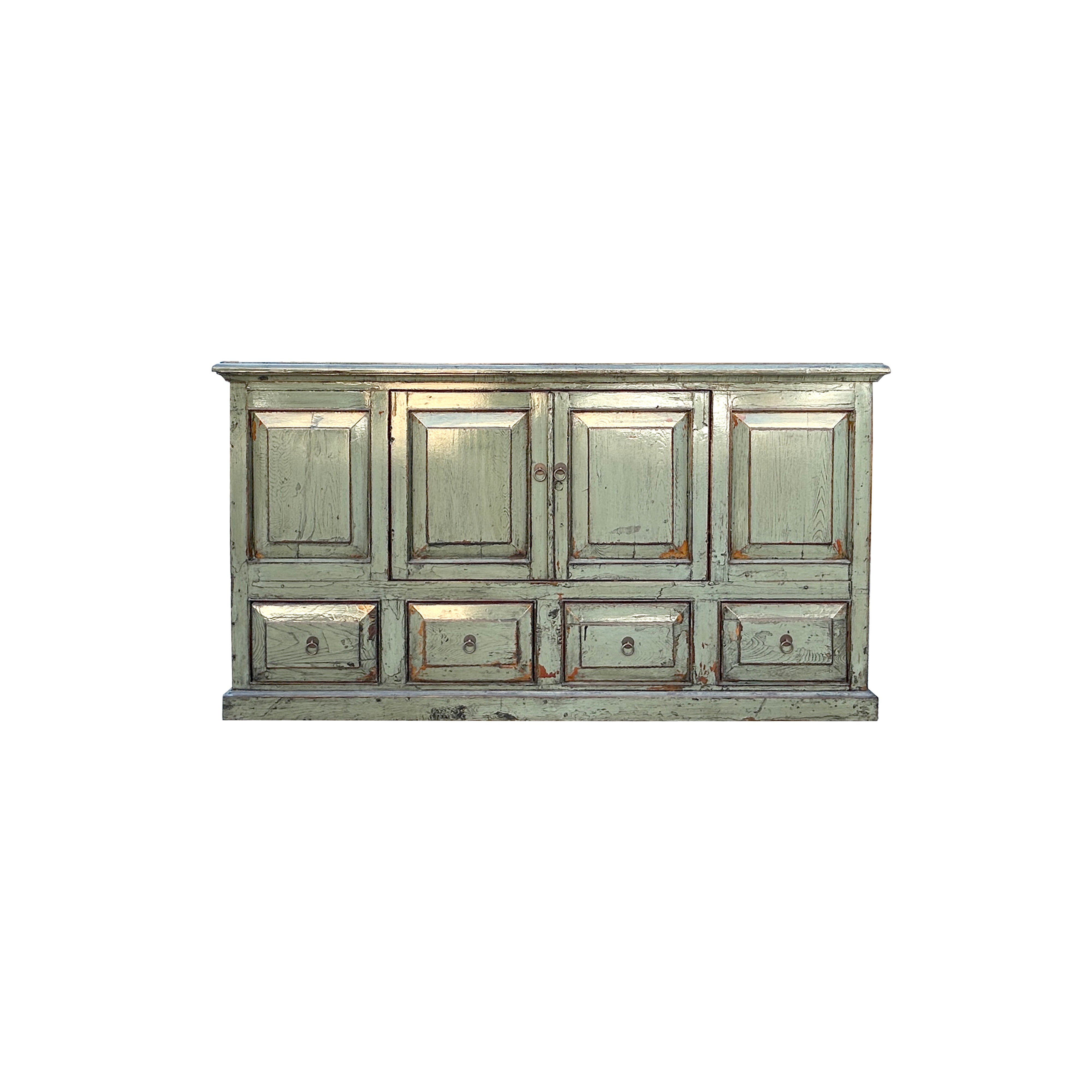 Distressed Gloss Gray 4 Doors Drawers Credenza Sideboard Console Cabinet ws4347S