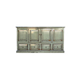 Distressed Gloss Gray 4 Doors Drawers Credenza Sideboard Console Cabinet ws4347S