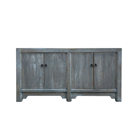 Distressed Bleached White Wash Rough Wood Credenza Console Cabinet ws4359S