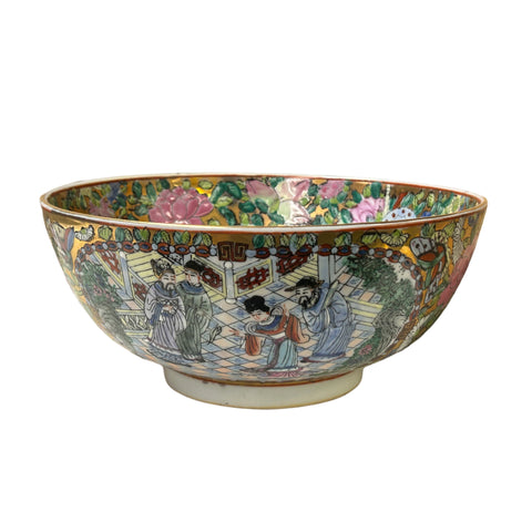 Chinese Vintage Famille Rose People Scenery Porcelain Art Bowl ws4399S