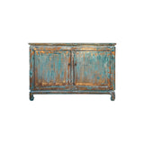 Distressed Rustic Teal Blue 2 Doors Credenza Sideboard Console Cabinet ws4425S