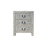 Distressed Pale Gray Marks 3 Drawers End Table Nightstand ws4439S