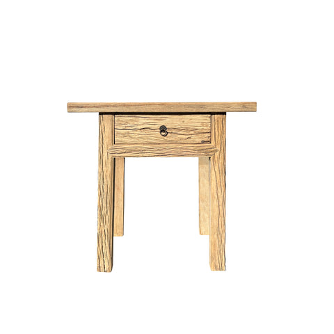 Natural Wood Minimalistic Rough Grain Wood Side Table Pedestal ws4466S