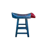 Sharp Blue Red Fish Shape Seat Top Wood Tall Bench Stool ws4486S