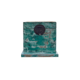 Distressed Teal Green Square Moon Face Wood Trunk Box ws4488S