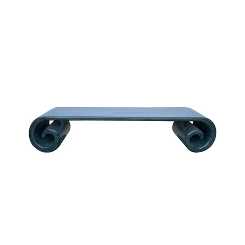 Distressed Gloss Gray Scroll Long Rectangular Coffee Table Stand ws4496S