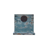 Distressed Pastel Light Blue Square Moon Face Wood Trunk Box ws4498S