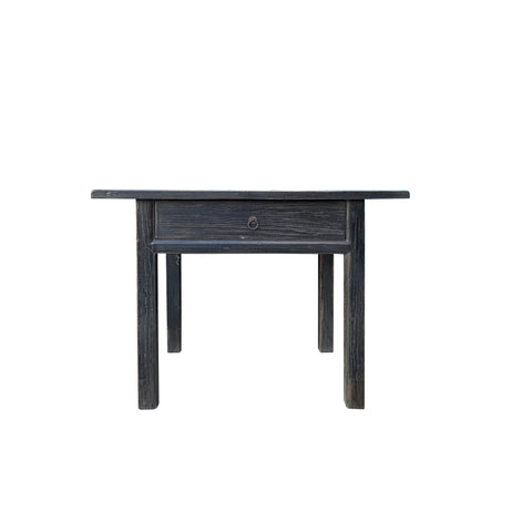 Distressed Rough Grain Fade Black Rectangular Pedestal Foyer Side Table ws4499S