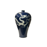 Oriental Cobalt Navy Blue Glaze White Dragon Ceramic Art Vase ws4519S