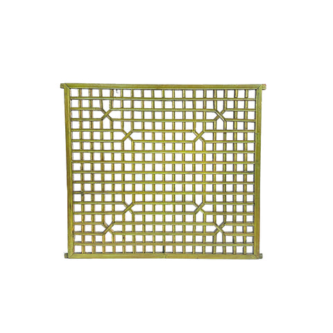 Vintage Restored Oriental Mustard Yellow Geometric Wood Wall Panel ws4533S
