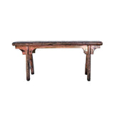 Distressed Rustic Pink Village Slim Narrow Wood Bench ws4542S
