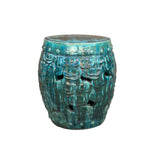 Green Teal Turquoise Swirl Cloud Pattern Round Ceramic Stool Table ws4577S