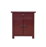 Chinese Distressed Brick Red Simple Drawer End Table Nightstand ws4580S