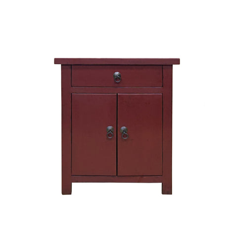 Chinese Distressed Brick Red Simple Drawer End Table Nightstand ws4580S