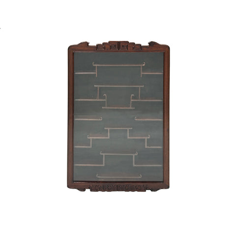 Chinese Brown Rectangular Glass Door Wall Mount Curio Display Chest ws4589S